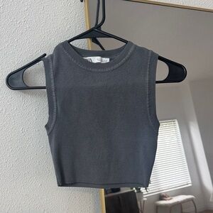 Zara Charcoal Sleeveless cropped tee
